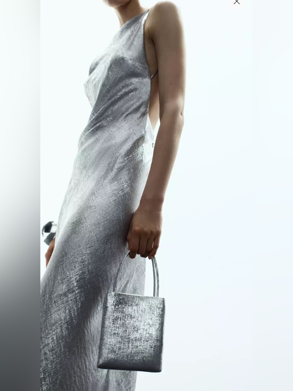 Mango Silver Metallic Mini Tote Bag